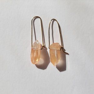 Handmade Peachy Gold Crystal Earrings